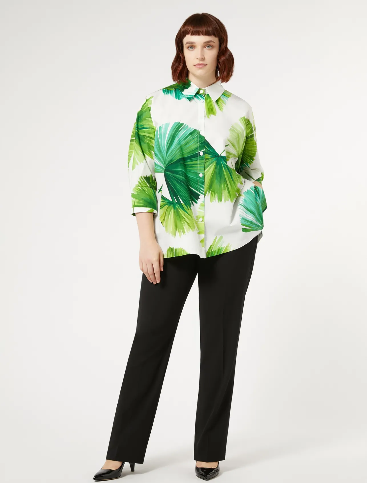 Online Marina Rinaldi Wool satin crepe trousers BLACK