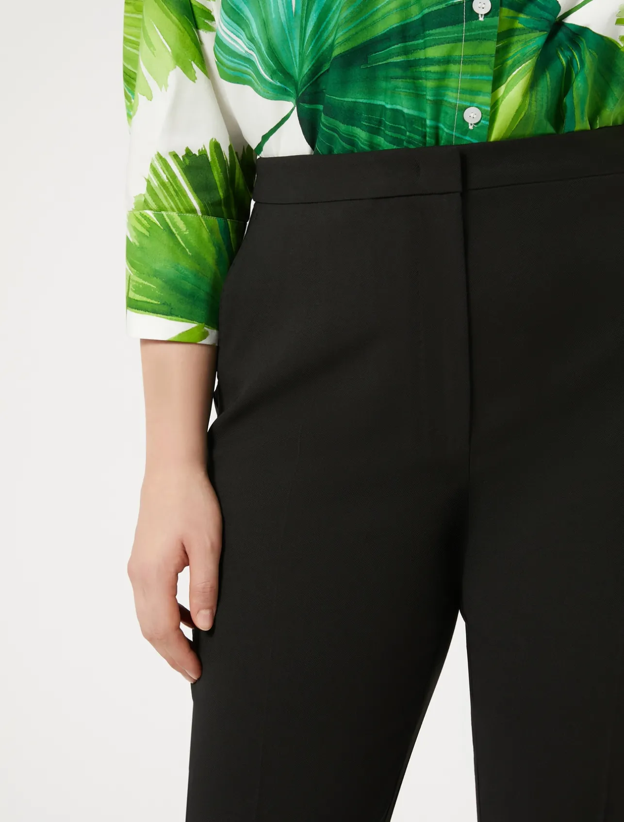 Online Marina Rinaldi Wool satin crepe trousers BLACK