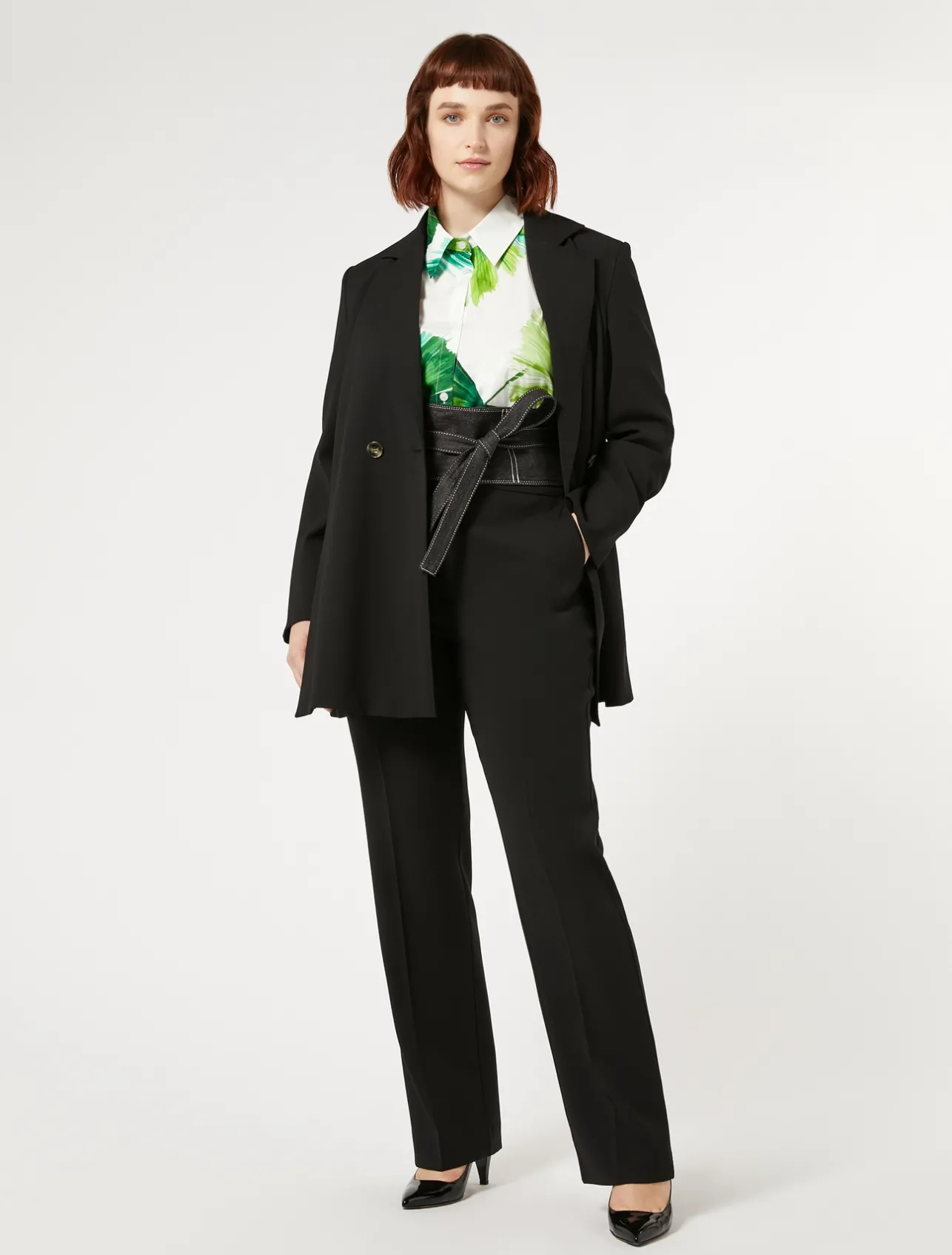 Online Marina Rinaldi Wool satin crepe trousers BLACK
