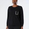 Online Marina Rinaldi Wool, silk and cashmere sweater BLACK