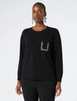 Online Marina Rinaldi Wool, silk and cashmere sweater BLACK