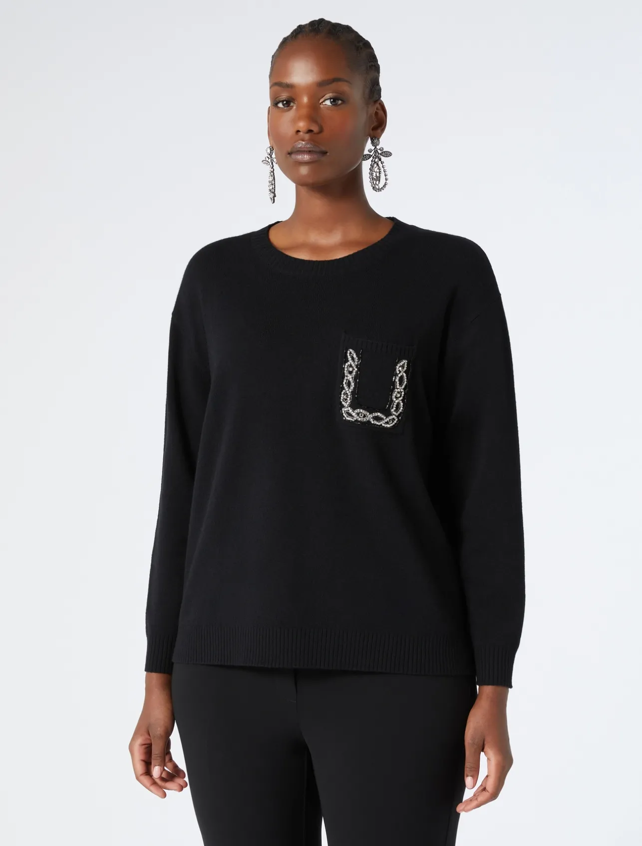 Online Marina Rinaldi Wool, silk and cashmere sweater BLACK