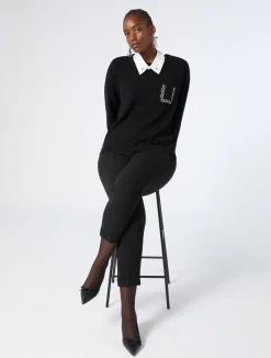 Online Marina Rinaldi Wool, silk and cashmere sweater BLACK