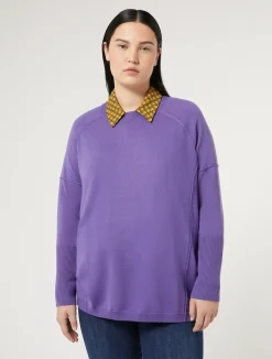 Best Marina Rinaldi Wool yarn sweater PURPLE