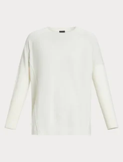 Fashion Marina Rinaldi Wool yarn sweater WHITE