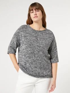 Sale Marina Rinaldi Wool-blend mouliné sweater BLACK