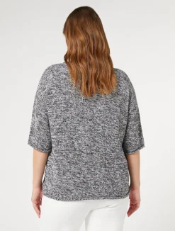 Sale Marina Rinaldi Wool-blend mouliné sweater BLACK