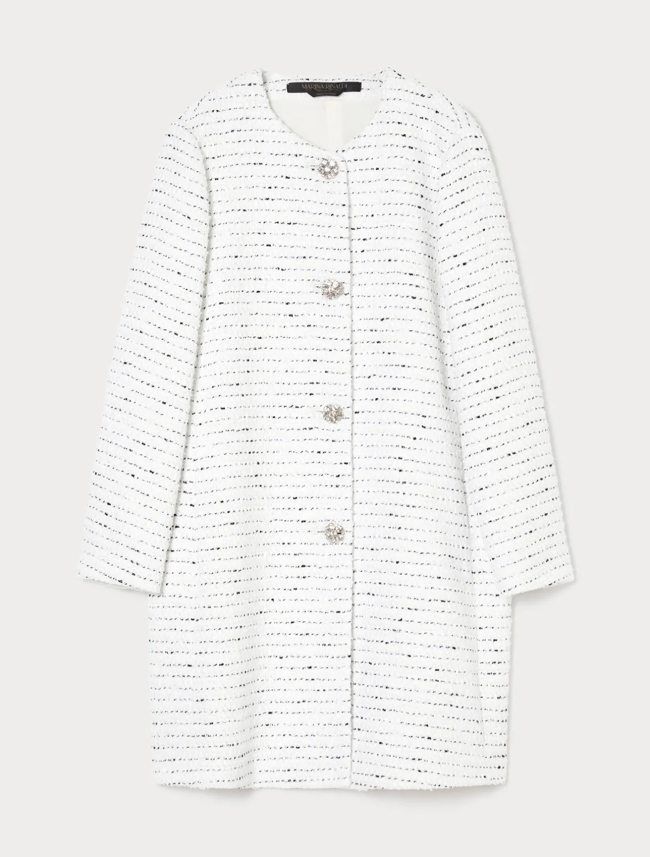 New Marina Rinaldi Yarn-dyed duster coat WHITE
