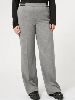 Online Marina Rinaldi Yarn-dyed fabric and lurex trousers BLACK