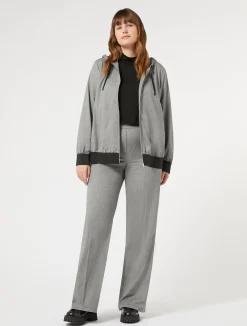Online Marina Rinaldi Yarn-dyed fabric and lurex trousers BLACK