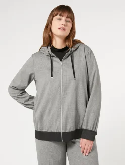 Sale Marina Rinaldi Yarn-dyed fabric jacket BLACK