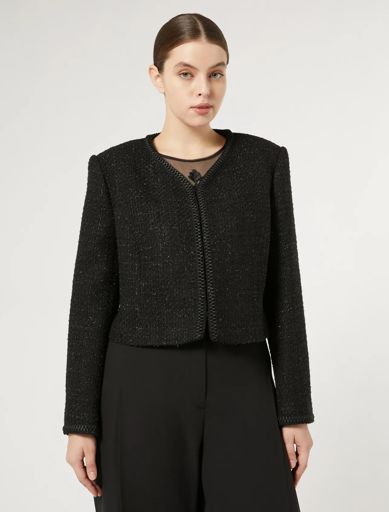 New Marina Rinaldi Yarn-dyed jacket BLACK