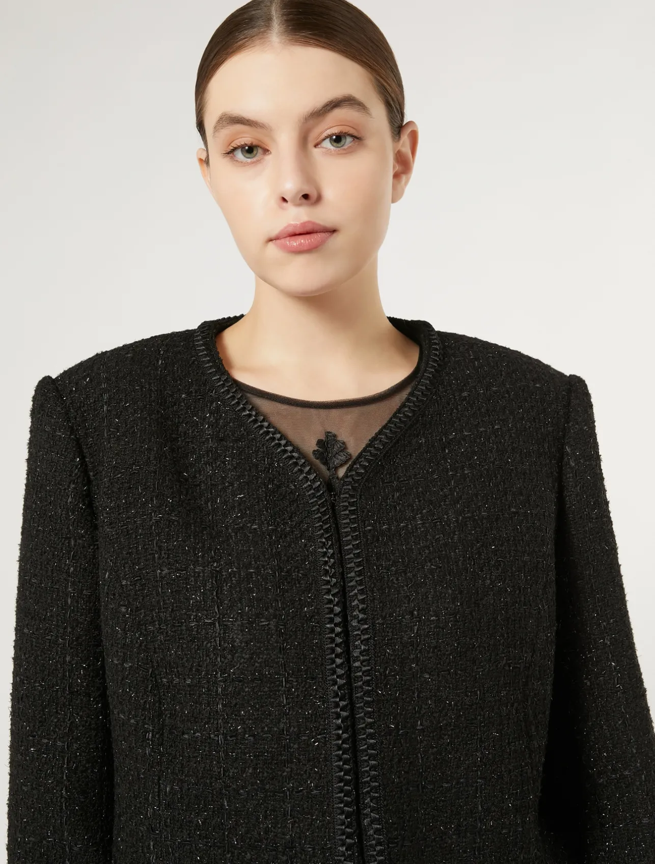 New Marina Rinaldi Yarn-dyed jacket BLACK