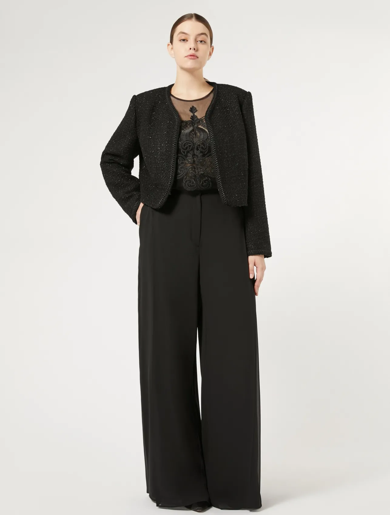 New Marina Rinaldi Yarn-dyed jacket BLACK