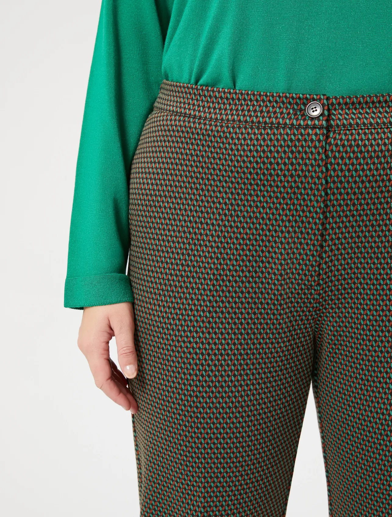 New Marina Rinaldi Yarn-dyed jersey trousers COFFEE