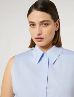 Best Marina Rinaldi Yarn-dyed poplin shirt SKYBLUE