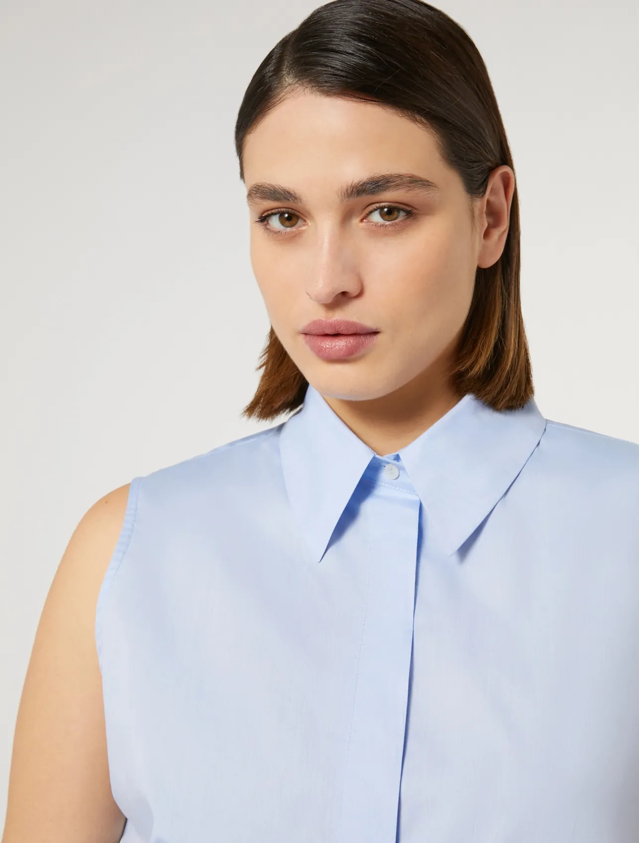 Best Marina Rinaldi Yarn-dyed poplin shirt SKYBLUE